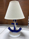 Wooden Blue Anchor w/Rope Lamp, WORKS