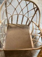 Wicker Chair and Ottoman with Floral Cushions
