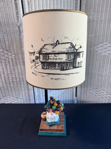 Black’s Lamp with Royal Doulton Old Balloon Seller & Old Curiosity Shop Shade (WORKS)