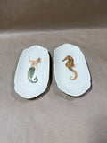 Mermaid And Seahorse Oval Trinket Dishes From Cracker Barrel — Pair