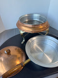 Copper & Brass Vintage Chafing Dish with Wooden Accents