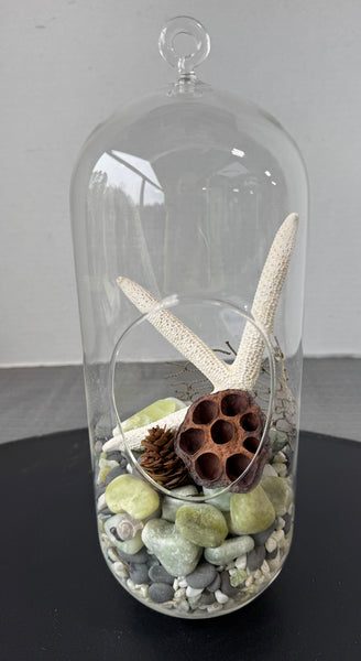 Blown Glass Terrarium Vase with Nautical Accents