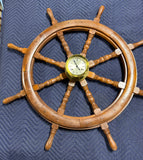 Hermle Heavyweight Maritime Vintage Ship’s Wheel Wall Clock NO KEY