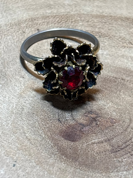 Costume Ring with Red Stone - Adjustable
