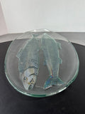 Goran & Warff for Kosta Boda Iridescent Vintage Fish Art Glass Platter