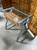 Glass Top Desk with Keyboard Slide Out Tray