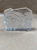 Pukeberg Swedish Glass Block Of Man Fishing