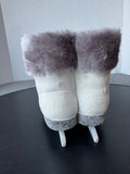 Resin & Faux Fur Glittery Ice Skates Decor or Planter