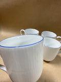 Royal Copenhagen Fluted Blue Rim First Quality Coffee Mugs #491 - Set Of 4 (D)