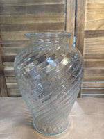 Clear Glass Swirl Flower Vase