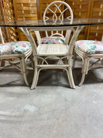 Wicker & Glass Dining Table with (4) Chairs