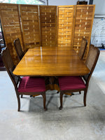 Drop Leaf Table with (2) Leaves, and (4) Can Back Chairs