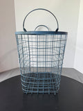 Farmhouse Style Blue Large Wire Storage Basket with Handles