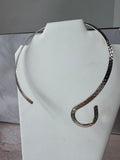 Hammered Silver Tone Omega Necklace