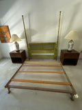 Green Queen Bamboo/Cane Headboard with Metal Frame & Wooden Slats