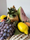 Hand Made Italian Majolica Vintage XL Ceramic Fruit Basket Centerpiece