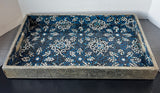 Pier 1 Imports Indonesia Blue Mosaic Glass & Wooden Tray