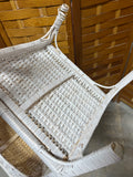 Lightweight White Wicker Side Table
