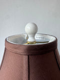 White Ceramic Teacup Stack Lamp with Brown Shade (WORKS)