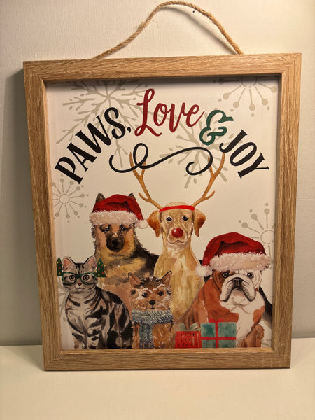 Paws, Love & Joy Christmas Sign