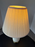 Lightweight Ceramic Ribbed Table Lamp With Gold Base - WORKS