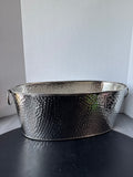 Oval Hammered Metal Ice Bucket