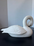 Signed James Haddon Hand Painted Wooden Swan Decoy with Glass Eyes