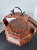 Antique Hand Painted Chinese Wooden Wedding Basket