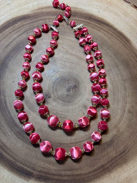 Pink Plastic Beaded Necklace