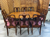 Double Pedestal Dining Table with (4) L:eaves and (8) Chairs ***HEAVY ITEM***