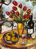 Blooming Red Tulips Still Life Print by Nicole Ettienne; Signed