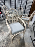 Cream Color Rattan/Glass Top Dining Table with (4) Chairs