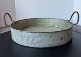 Red Nose Reindeer Farms Round Rustic Galvanized Tin Tray
