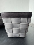 Pair of Sturdy Gray Canvas Woven Storage Baskets