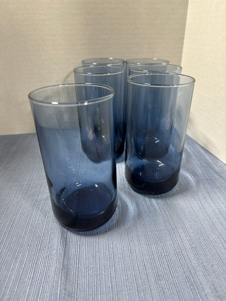 (A)Set Of 6 Blue Drinking Glasses