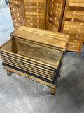 Footed Chest/Trunk with Black Painted Stripes