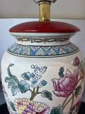 Asian Inspired Floral Ceramic Urn Lamp (WORKS)