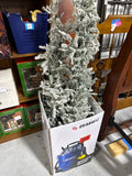Flocked Light Up Christmas Trees In Burlap Sack - Pair WORKS (Not Fluffed All The Way)
