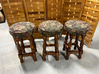 Set of 3 Swivel Bar Stools with Grape Fabric seats