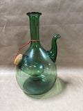 Italian Green Blown Glass Ice Chiller Decanter With Straw Stopper (A)