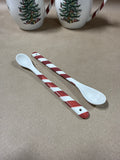 Spode Christmas Tree With Peppermint Handle And Spoons - With Box