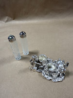 Arthur Court Bunny Rabbits Salt And Pepper Shakers And Holder — Signed And Dated. Comes With Box