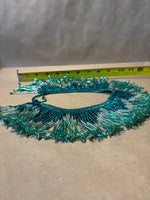 Heavily Beaded Collar In Blue & Green