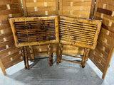 Bamboo Style Pair of Folding TV Tray Tables