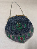 Black Floral Beaded Vintage Handbag