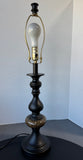 Black Metal & Marble 3-Way Candlestick Table Lamp (WORKS)