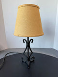 Black Metal Scroll Accent Lamp with Burlap Shade (WORKS)