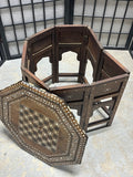Octagonal Inlay Side Table with Folding Base
