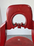 Red Lacquered Vintage Chinese Wooden Water Bucket
