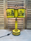 Vintage Yellow & Black Tin Tole Lamp